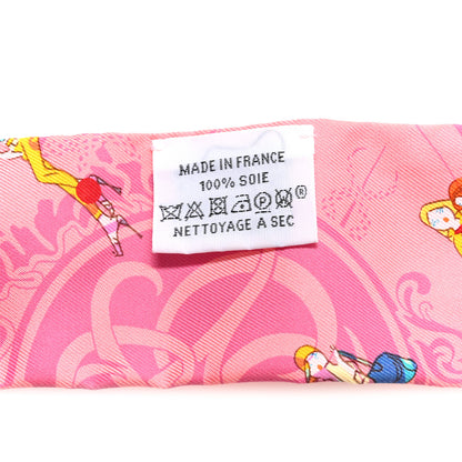 Hermes Silk Ex-Libris Les Parisie Twilly Rose Malabar Jaune 4 of 5