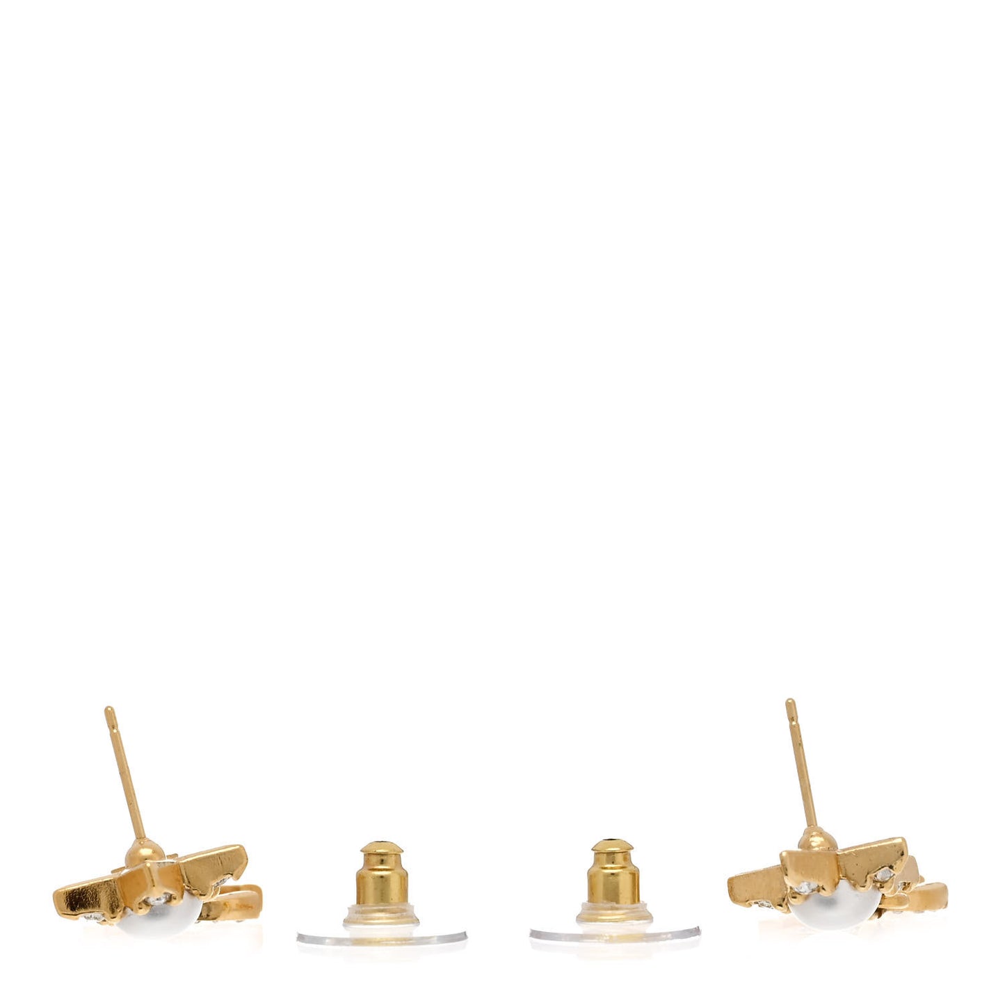 Crystal Pearl CC Star Drop Earrings Gold