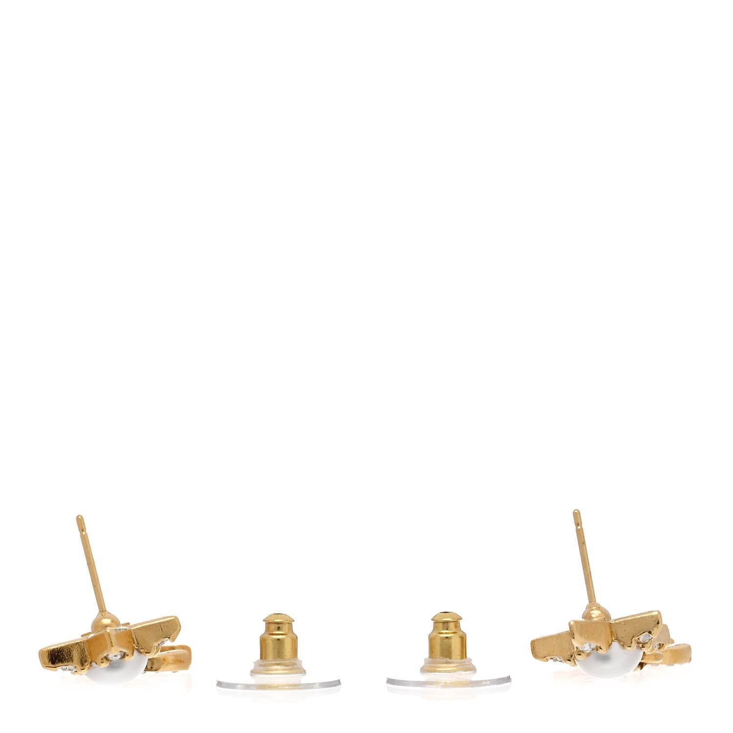 Chanel Crystal Pearl CC Star Drop Earrings Gold 3 of 5