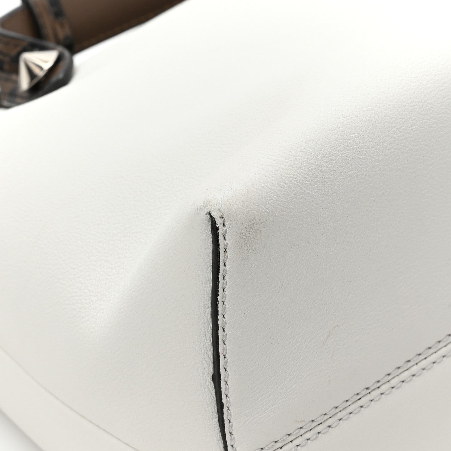 Fendi Vitello Dolce Bi-Color FF 1974 Embossed Medium By The Way Boston Bag White Ice Maya Black 12 of 16