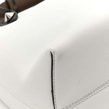 Fendi Vitello Dolce Bi-Color FF 1974 Embossed Medium By The Way Boston Bag White Ice Maya Black 12 of 16