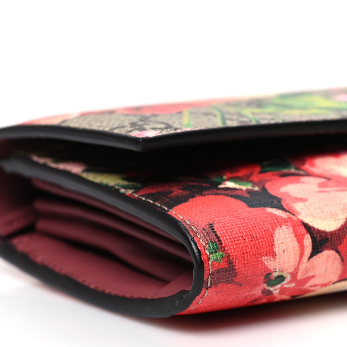GG Supreme Monogram Blooms Continental Wallet Beige Multicolor Dry Rose