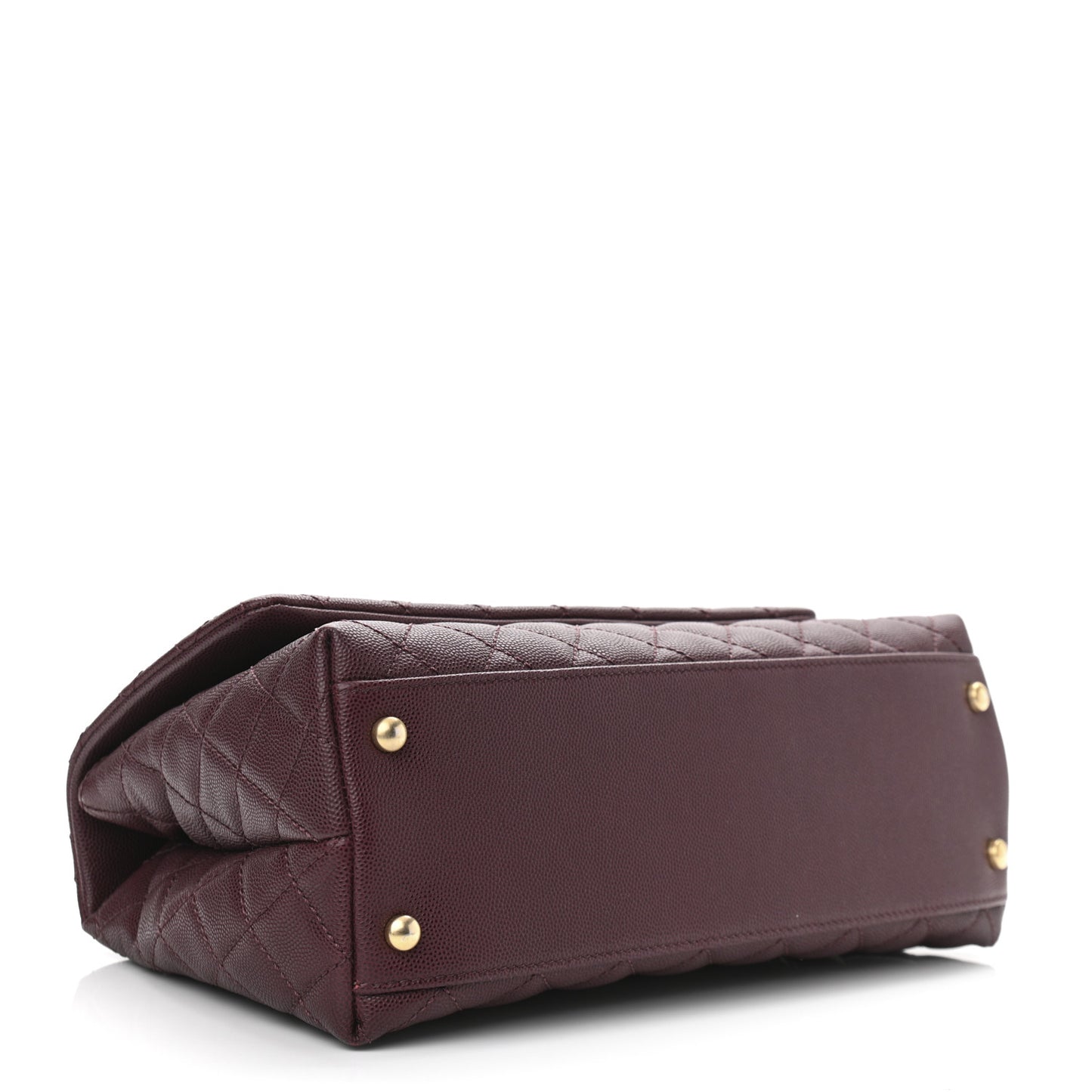 Caviar Lizard Embossed Quilted Small Coco Handle Flap Burgundy