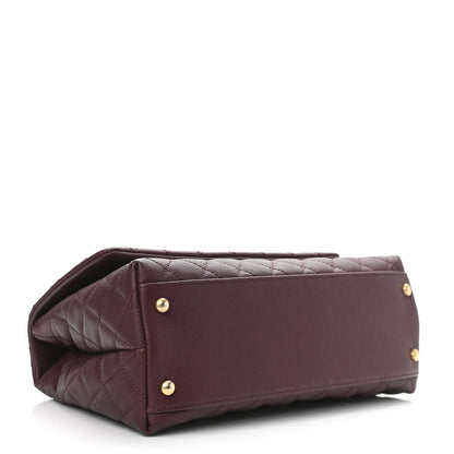Chanel Caviar Lizard Embossed Quilted Small Coco Handle Flap Burgundy 4 of 11