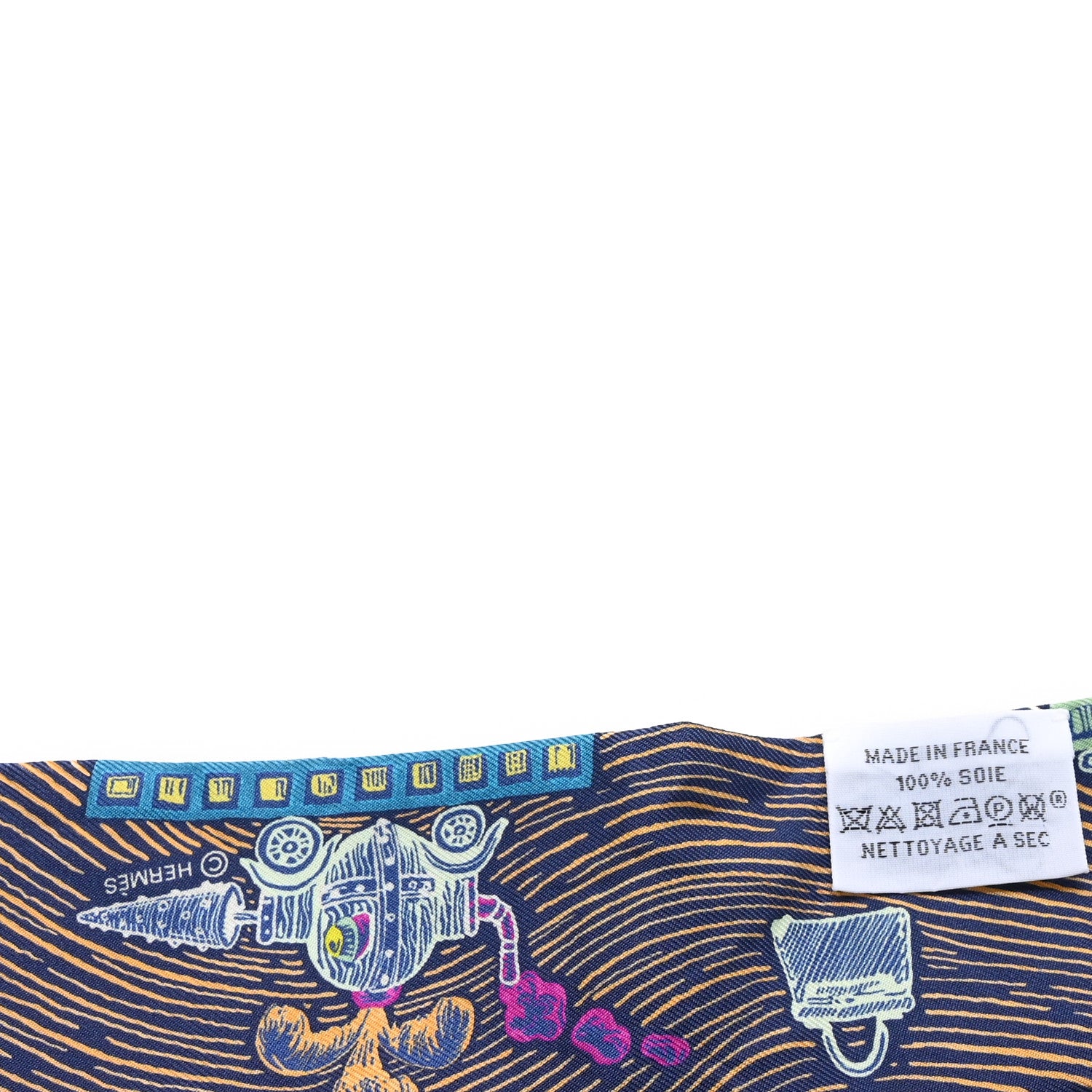Hermes Silk Super Silk Quest Twilly Bleu Cobalt Rose Jaune 3 of 3