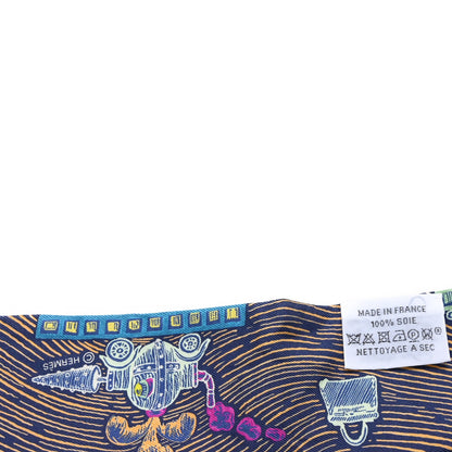Hermes Silk Super Silk Quest Twilly Bleu Cobalt Rose Jaune 3 of 3