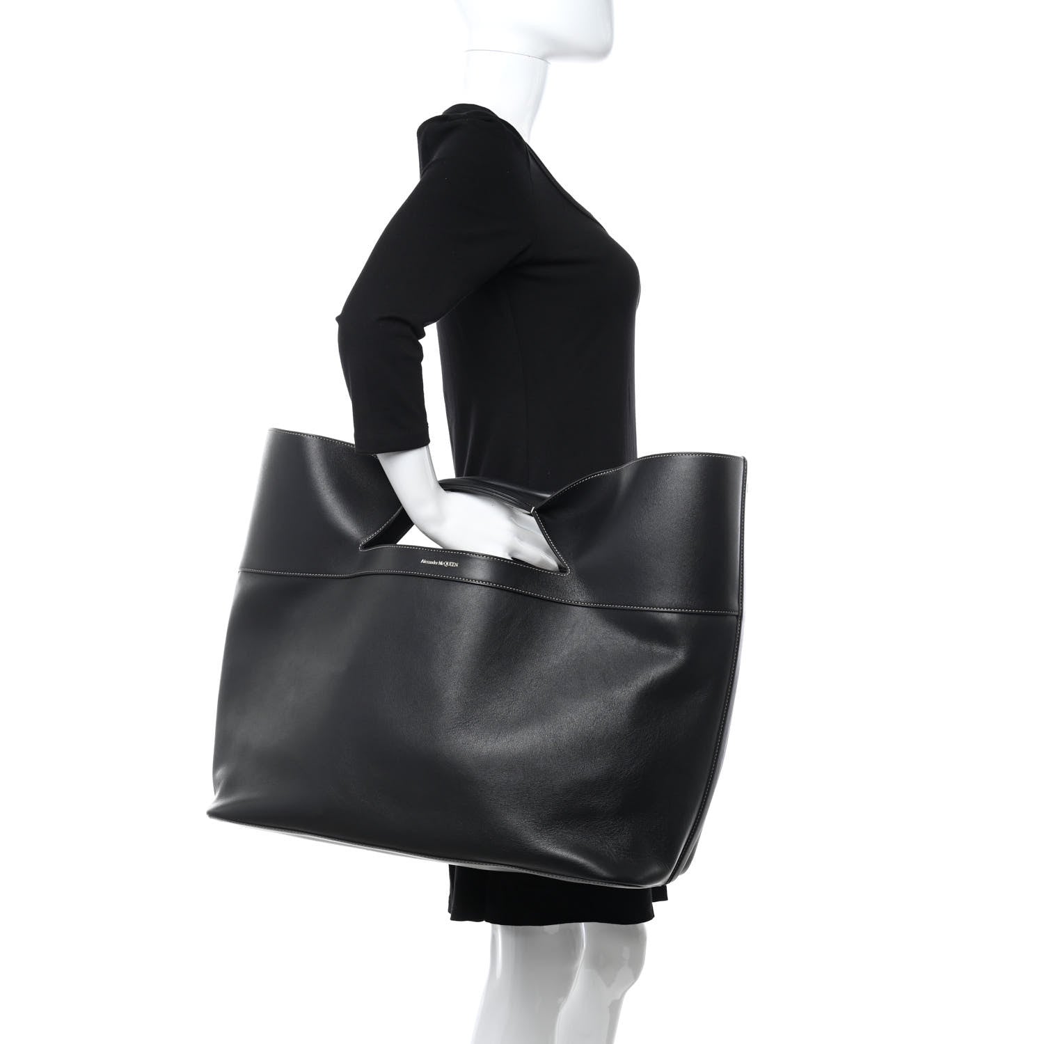 Alexander McQueen Calfskin Large The Bow Bag Black 2 of 10