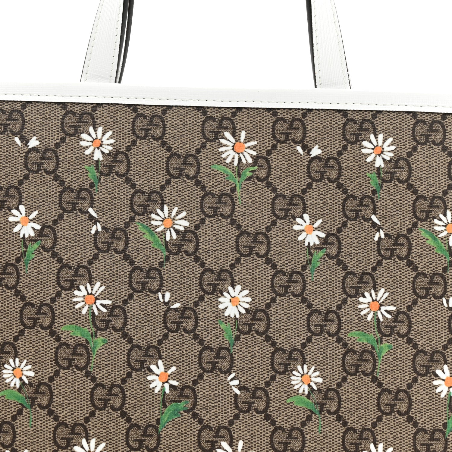 Gucci GG Supreme Monogram Daisies Childrens Tote Beige Ebony Great White 8 of 10