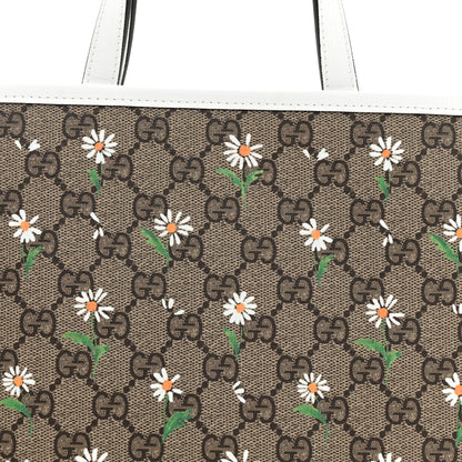 Gucci GG Supreme Monogram Daisies Childrens Tote Beige Ebony Great White 8 of 10