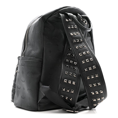 MCM Nylon Monogram Studded Stark Medium Backpack Black 3 of 16