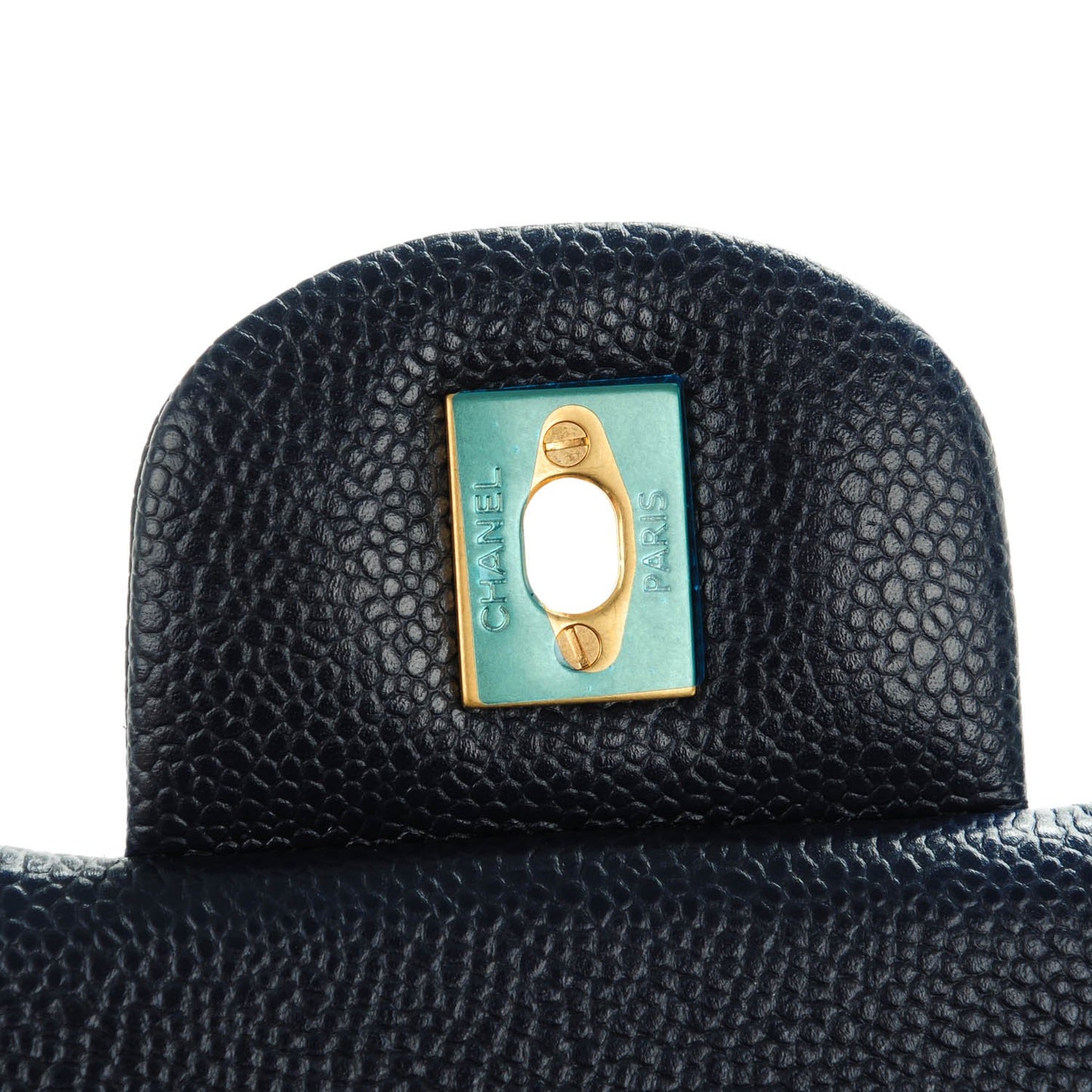 Caviar Quilted Jumbo Double Flap Navy Blue