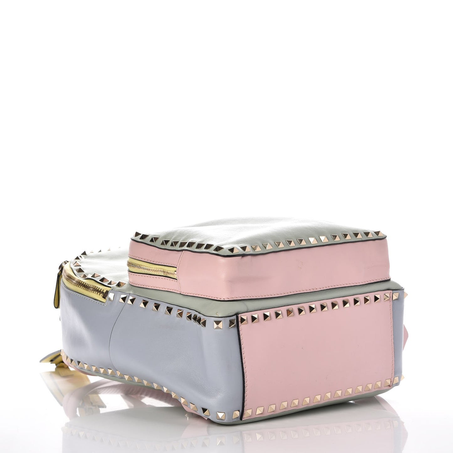 Calfskin Watercolor Medium Rockstud Backpack Rose Green Yellow Sky
