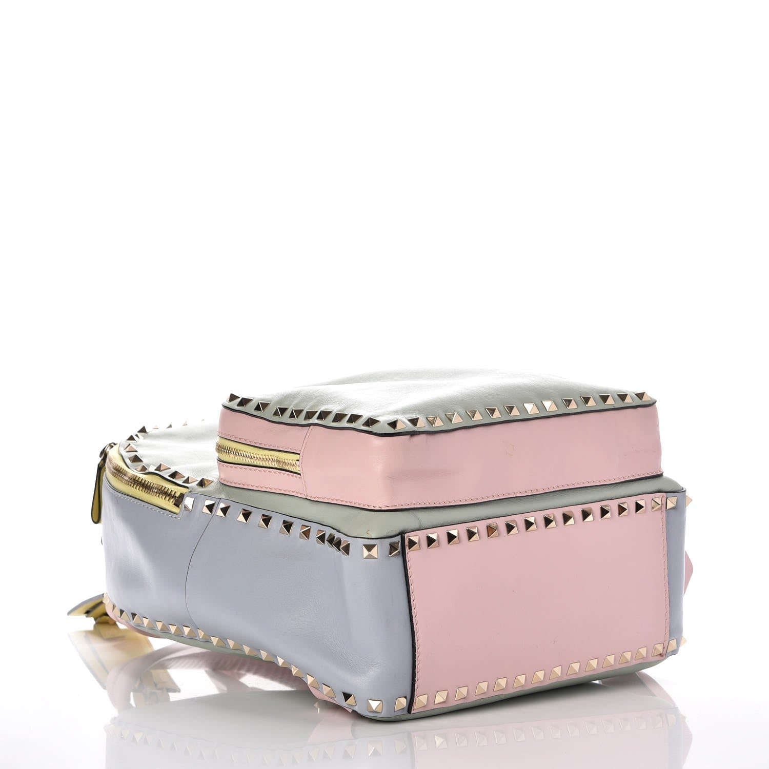 Valentino Garavani Calfskin Watercolor Medium Rockstud Backpack Rose Green Yellow Sky 4 of 6