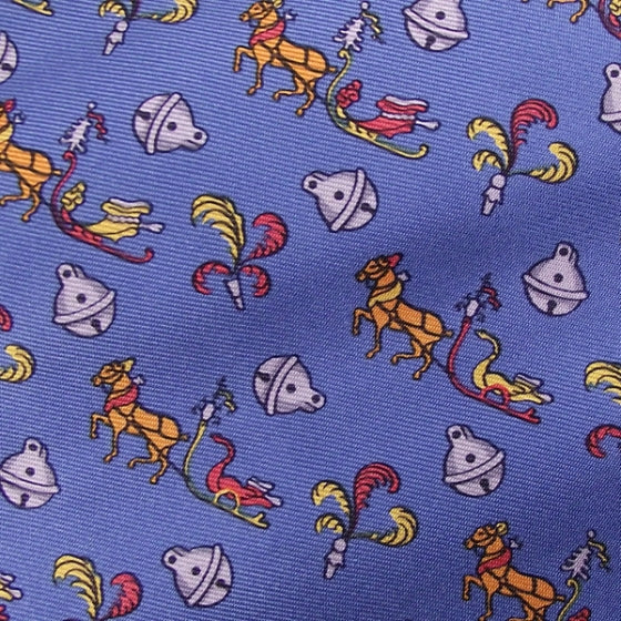 Hermes Silk Angora Scarf Horse Bell Bleu 4 of 4