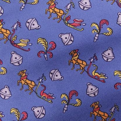 Hermes Silk Angora Scarf Horse Bell Bleu 4 of 4