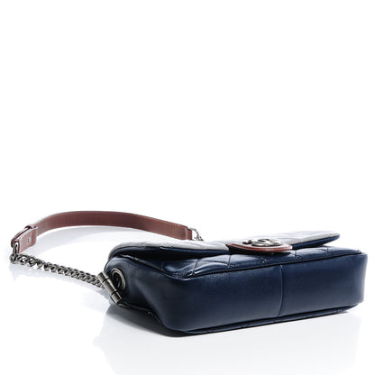 Chanel Iridescent Calfskin Tri-Color Country Chic Flap Navy Blue 4 of 8