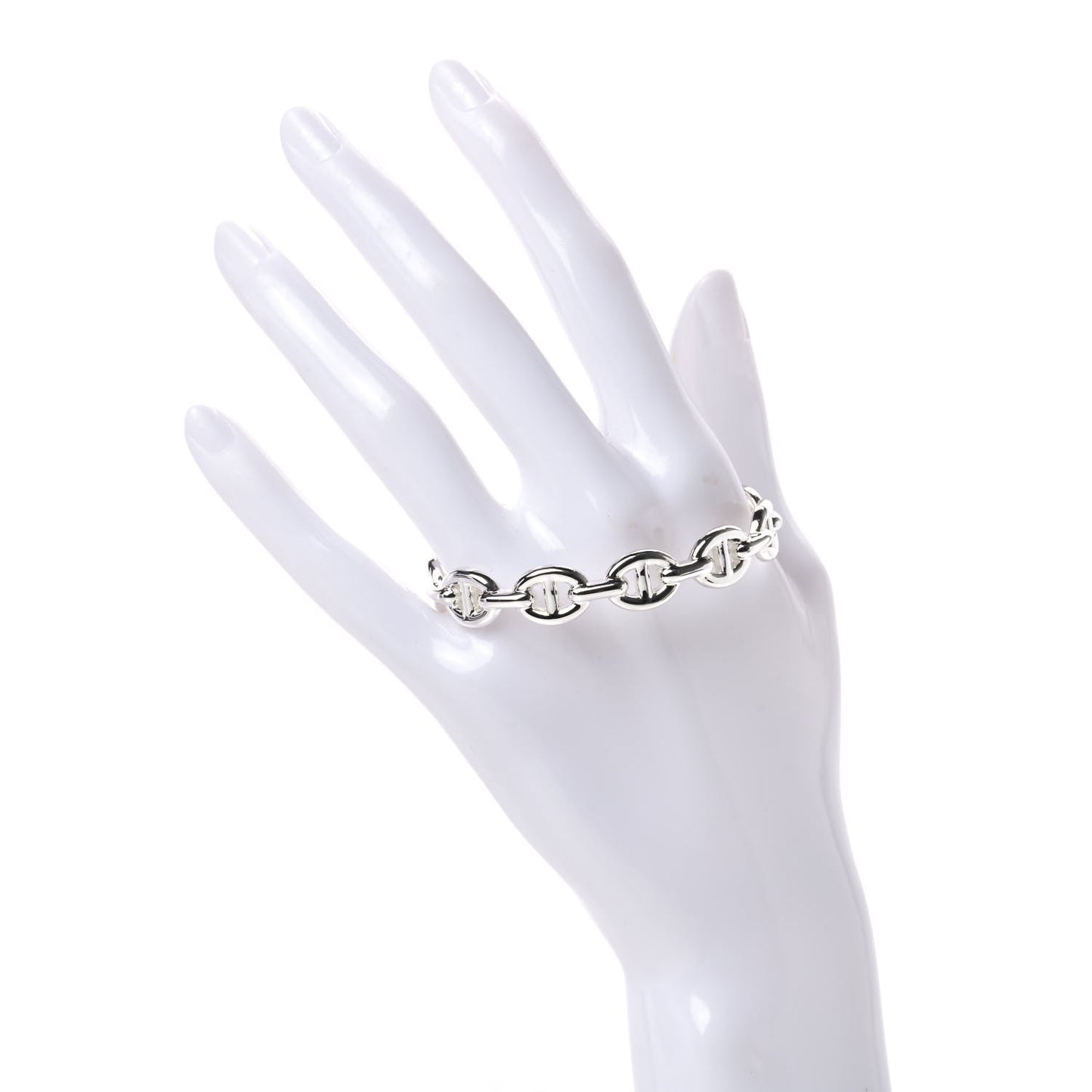 Sterling Silver MM Chaine d'Ancre Enchainee Cuff Bracelet SH