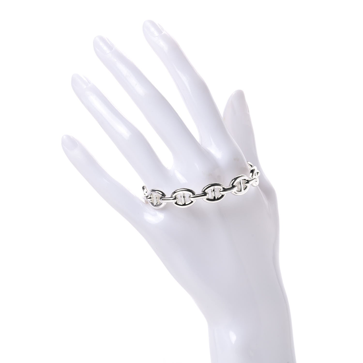 Hermes Sterling Silver MM Chaine d'Ancre Enchainee Cuff Bracelet SH 2 of 7