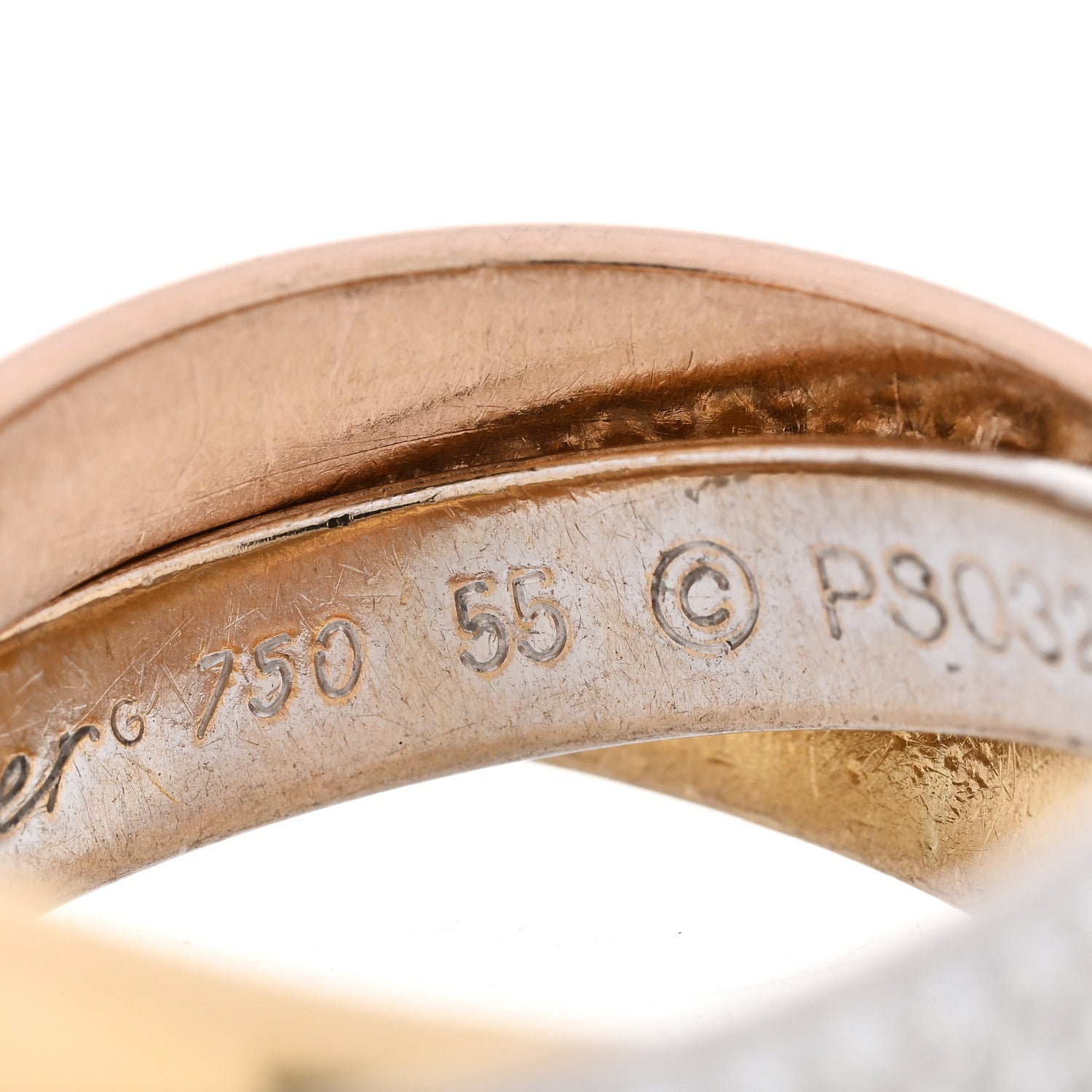 Cartier 18K White Yellow Pink Gold Diamond 1.30ct Classic Trinity Paved Ring 55 7.25 5 of 6