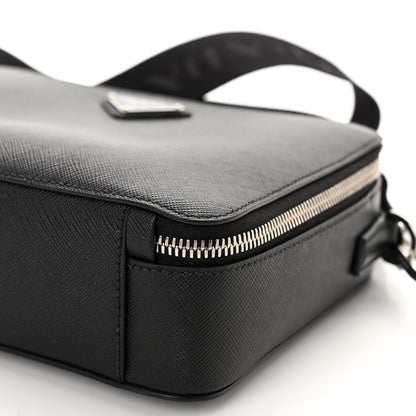 Prada Saffiano Travel Medium Brique Crossbody Bag Black 9 of 9