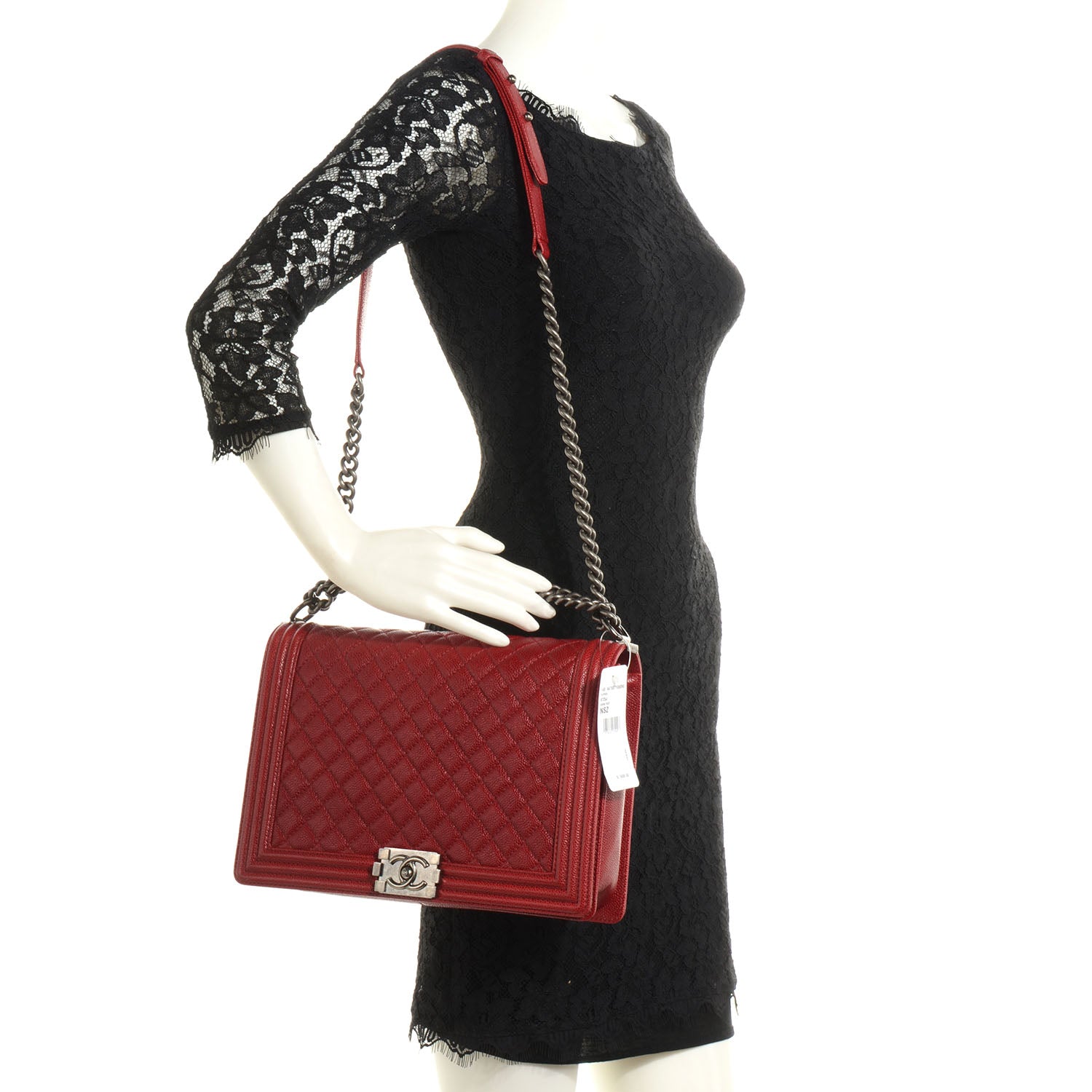 Chanel Caviar Large Boy Flap Dark Red 2 of 8