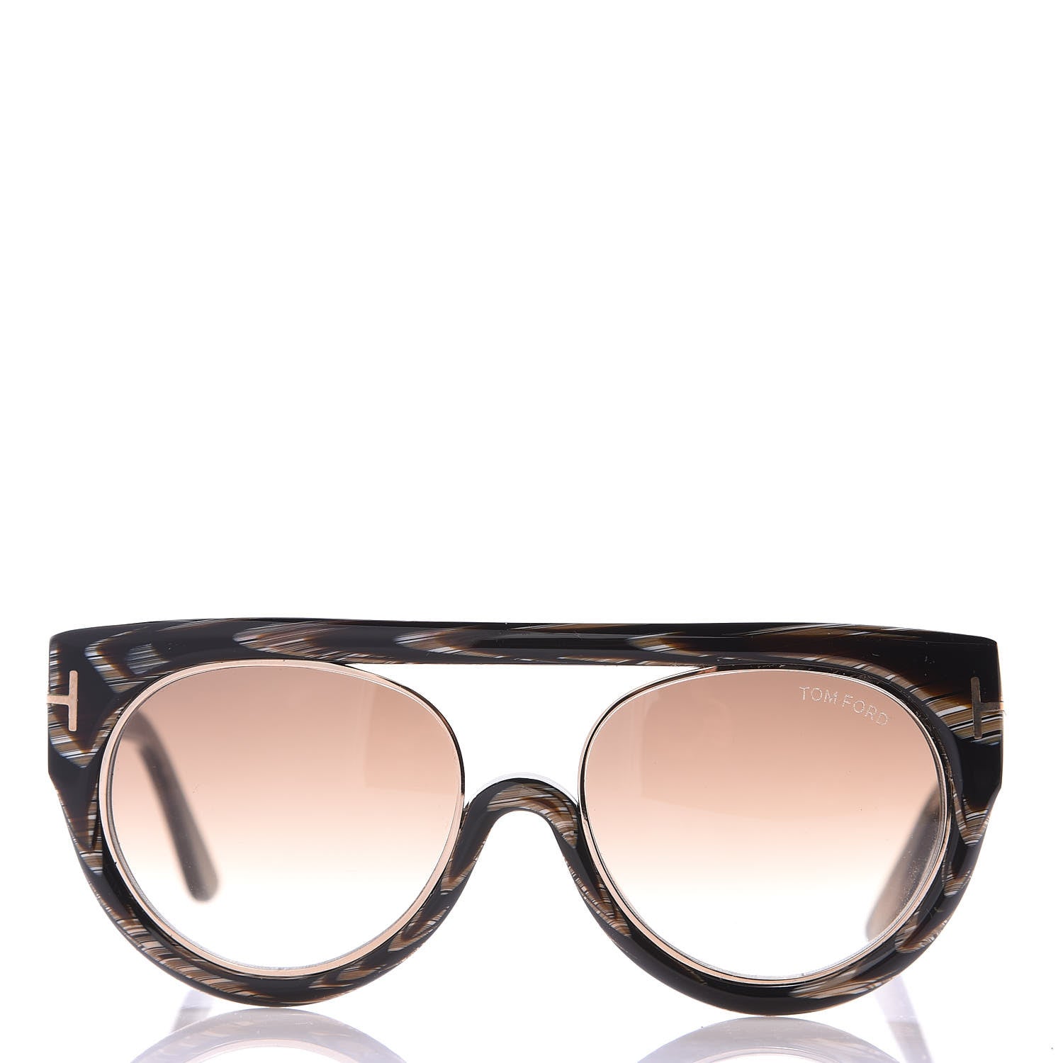 Tom Ford Alana Aviator Round Sunglasses TF360 Black Brown Horn 3 of 8
