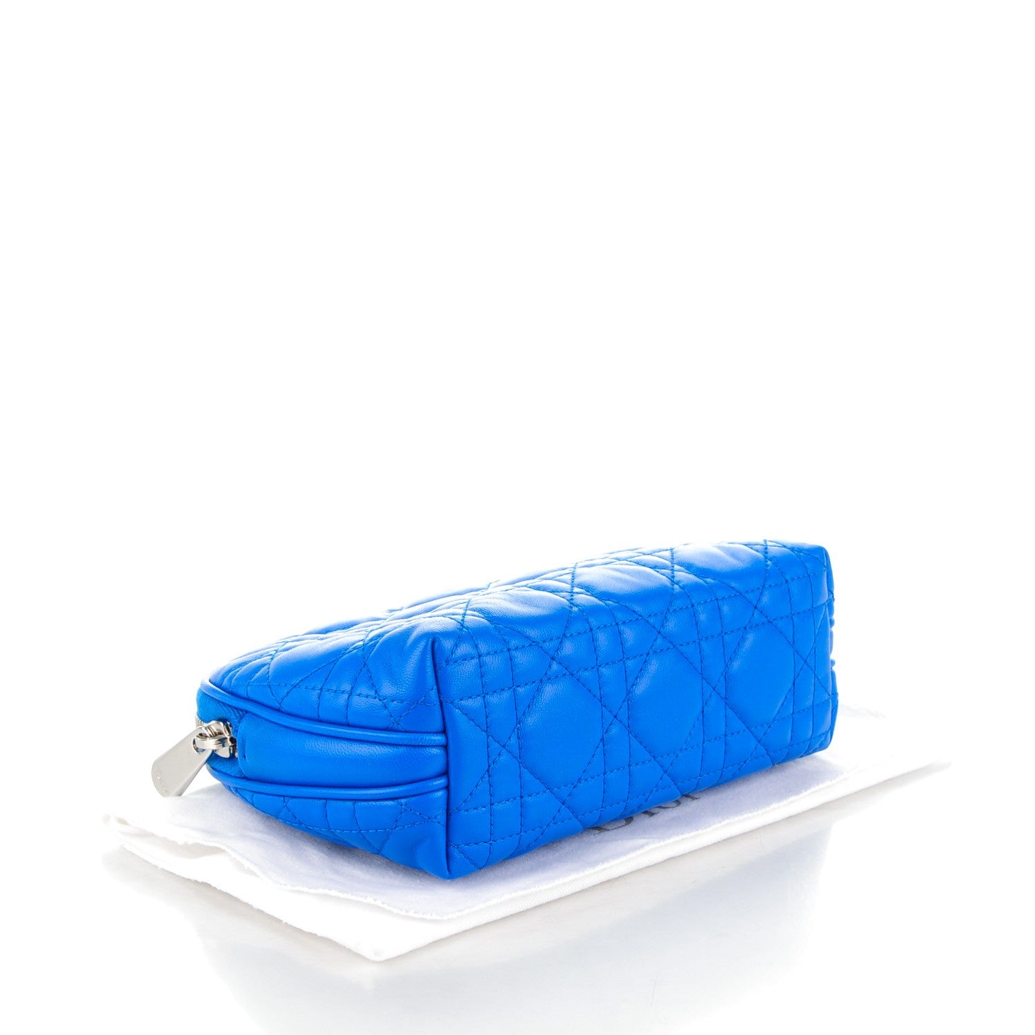 Christian Dior Lambskin Cannage Cosmetic Case Blue Persan 4 of 7