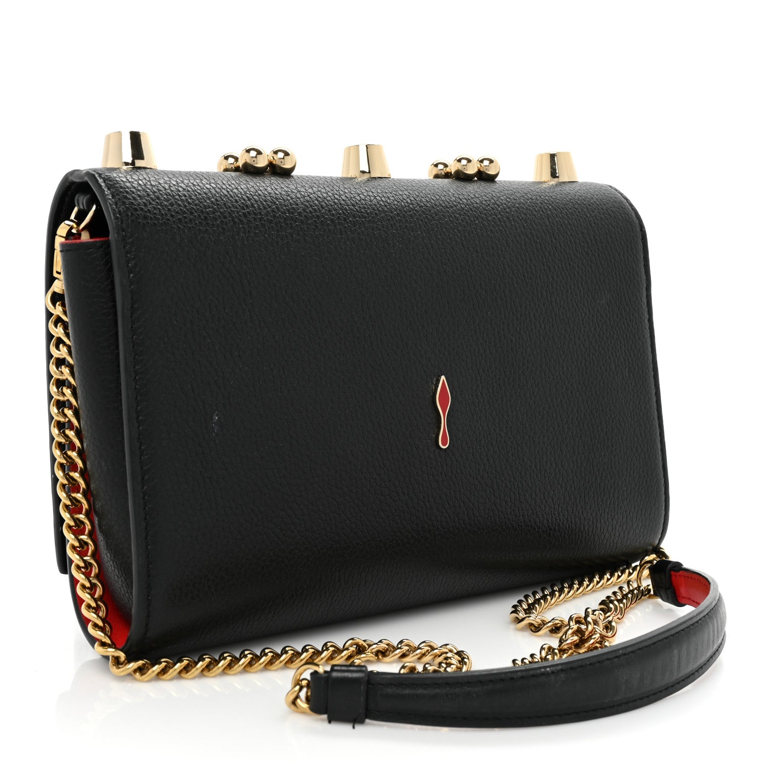 Christian Louboutin Calfskin Spikes Empire Paloma Clutch Black 3 of 14