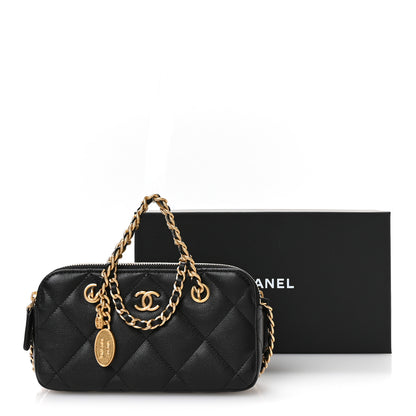 Chanel Caviar Quilted Top Handle Phone Holder With Chain Black 12 of 12
