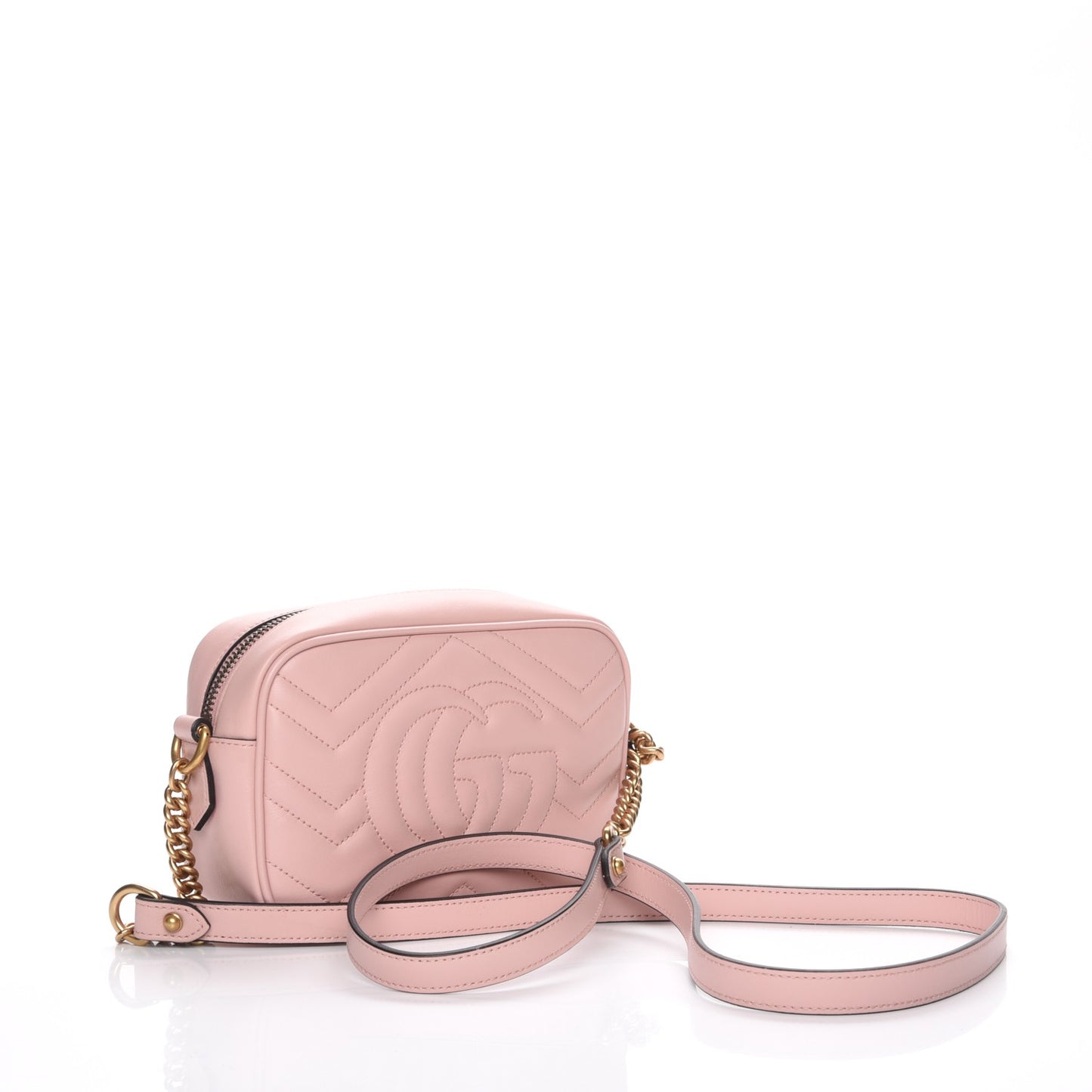 Calfskin Matelasse Mini GG Marmont Chain Shoulder Bag Perfect Pink