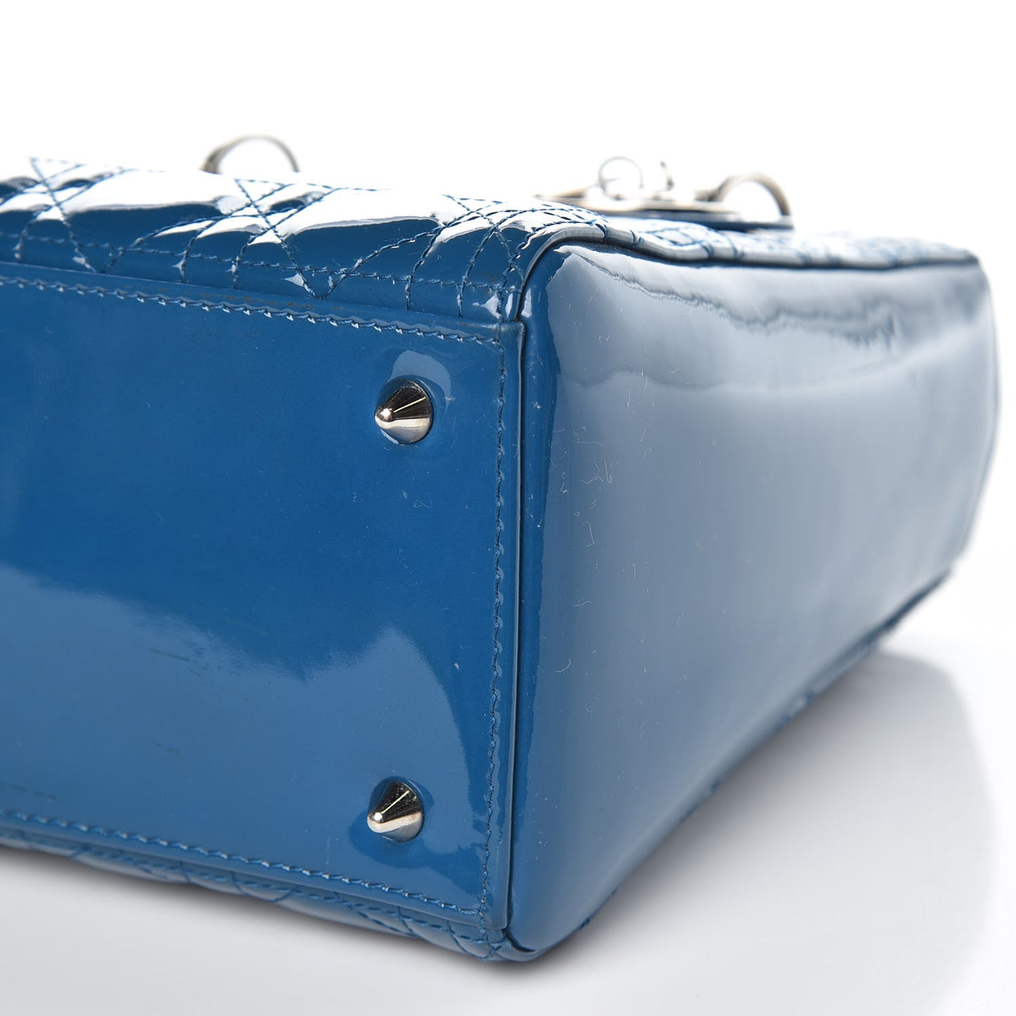 Patent Cannage Medium Lady Dior Blue