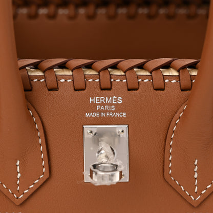 Hermes Wicker Swift Stripes Picnic Birkin 25 Naturel Gold 6 of 10