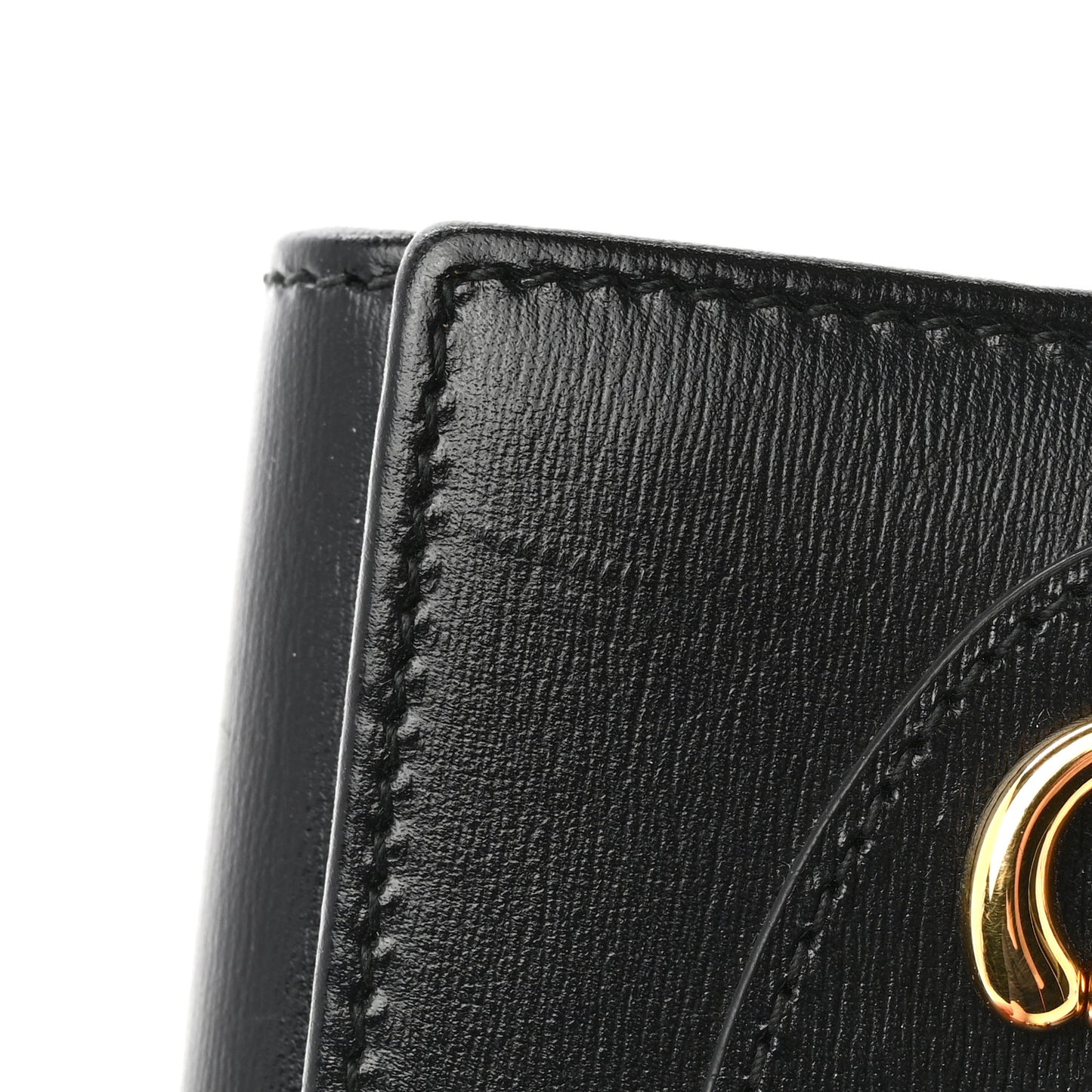 Boarded Plutone Calfskin Horsebit 1955 Flap Card Case Wallet Black