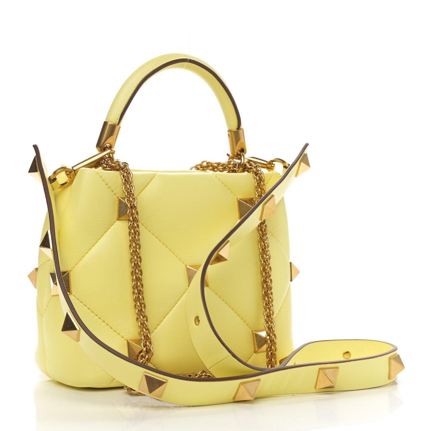 Nappa Small Roman Stud The Handle Bag Lime Sorbet