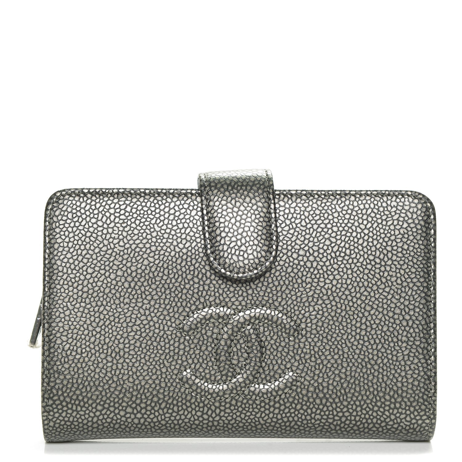 Chanel Caviar Timeless CC Zipped Pocket Wallet Silver 1 of 8