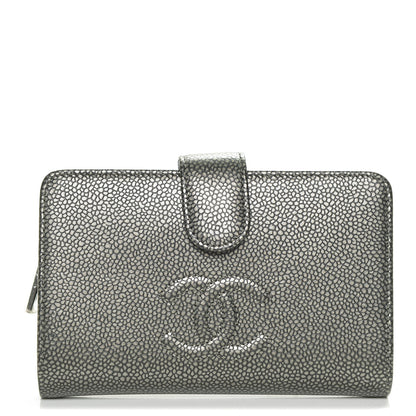 Chanel Caviar Timeless CC Zipped Pocket Wallet Silver 1 of 8