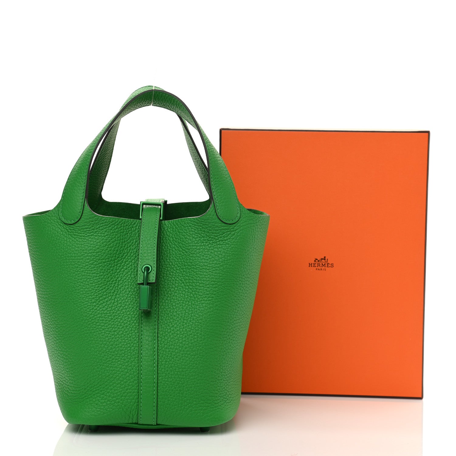Hermes Taurillon Clemence Monochrome Picotin Lock 18 PM Bambou 11 of 11