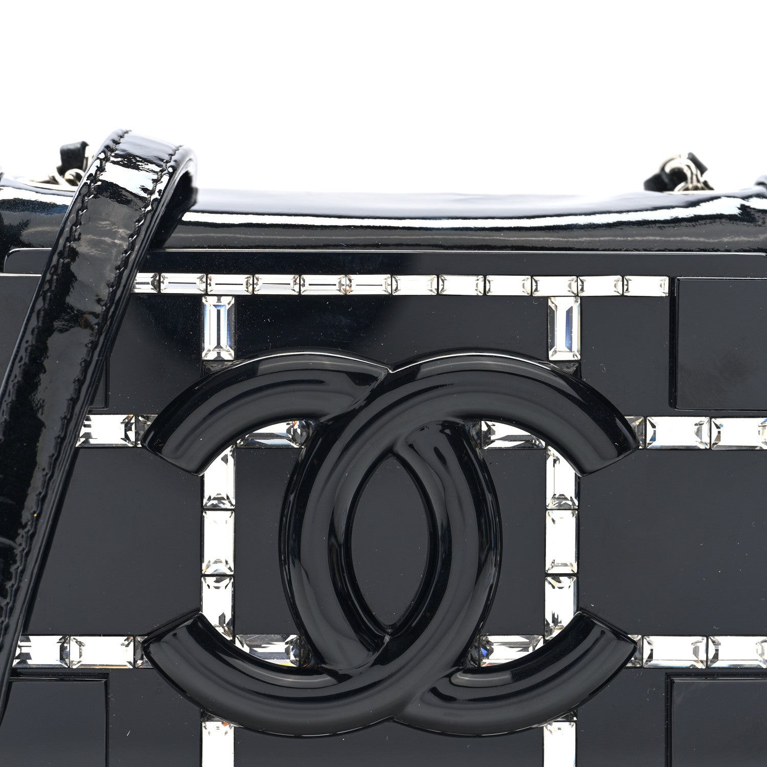 Chanel Plexiglass Patent Baguette Crystal Mini Boy Brick Flap