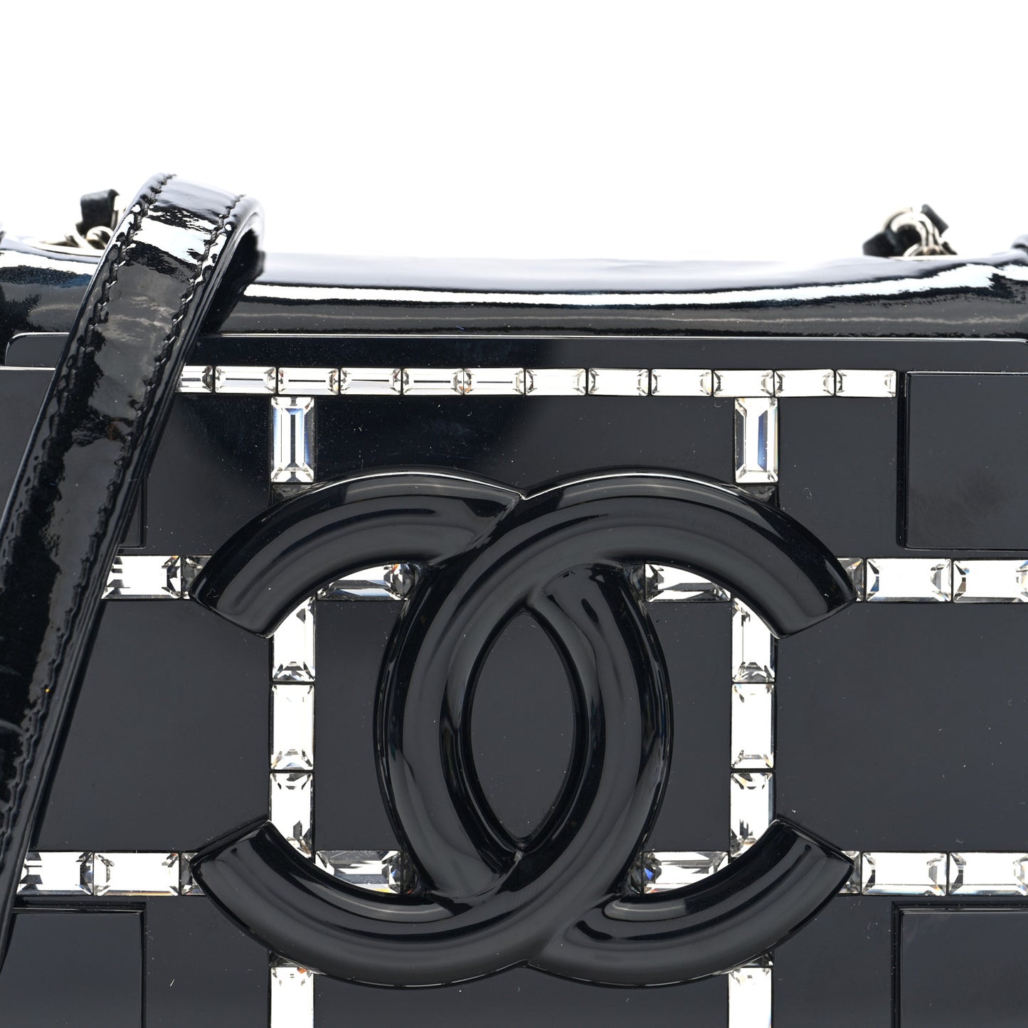 Plexiglass Patent Baguette Crystal Mini Boy Brick Flap Black