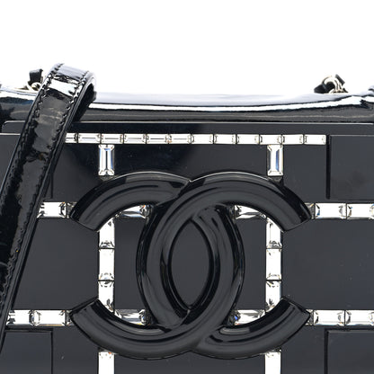 Chanel Plexiglass Patent Baguette Crystal Mini Boy Brick Flap Black 8 of 10