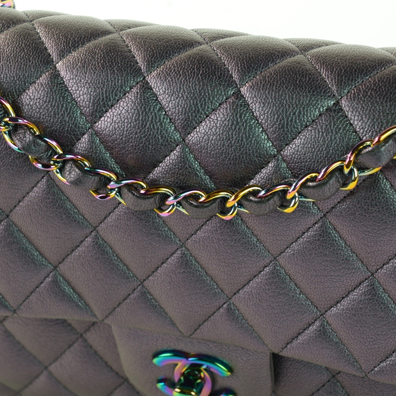 Chanel Iridescent Goatskin Quilted Medium Flap Purple 9 of 9