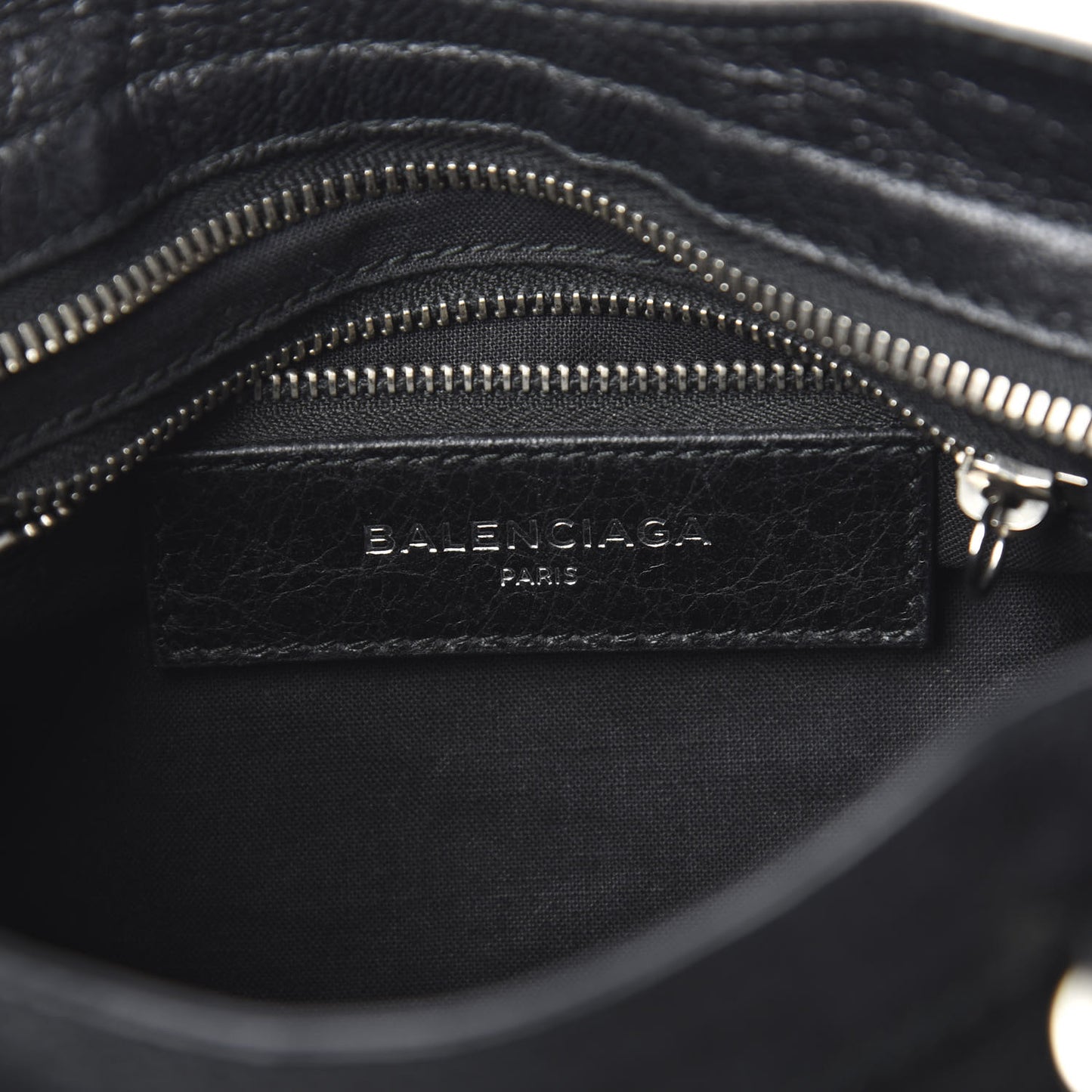 Agneau Classic Silver Hardware Mini City Logo Strap Black White