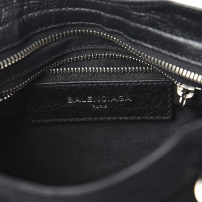 Balenciaga Agneau Classic Silver Hardware Mini City Logo Strap Black White 5 of 9