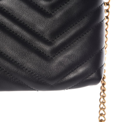 Gucci Calfskin Matelasse Mini GG Marmont Chain Bag Black 10 of 11