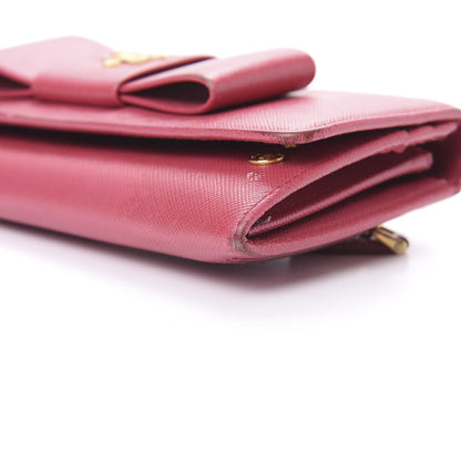 Prada Saffiano Bow Continental Wallet Peonia 17 of 17