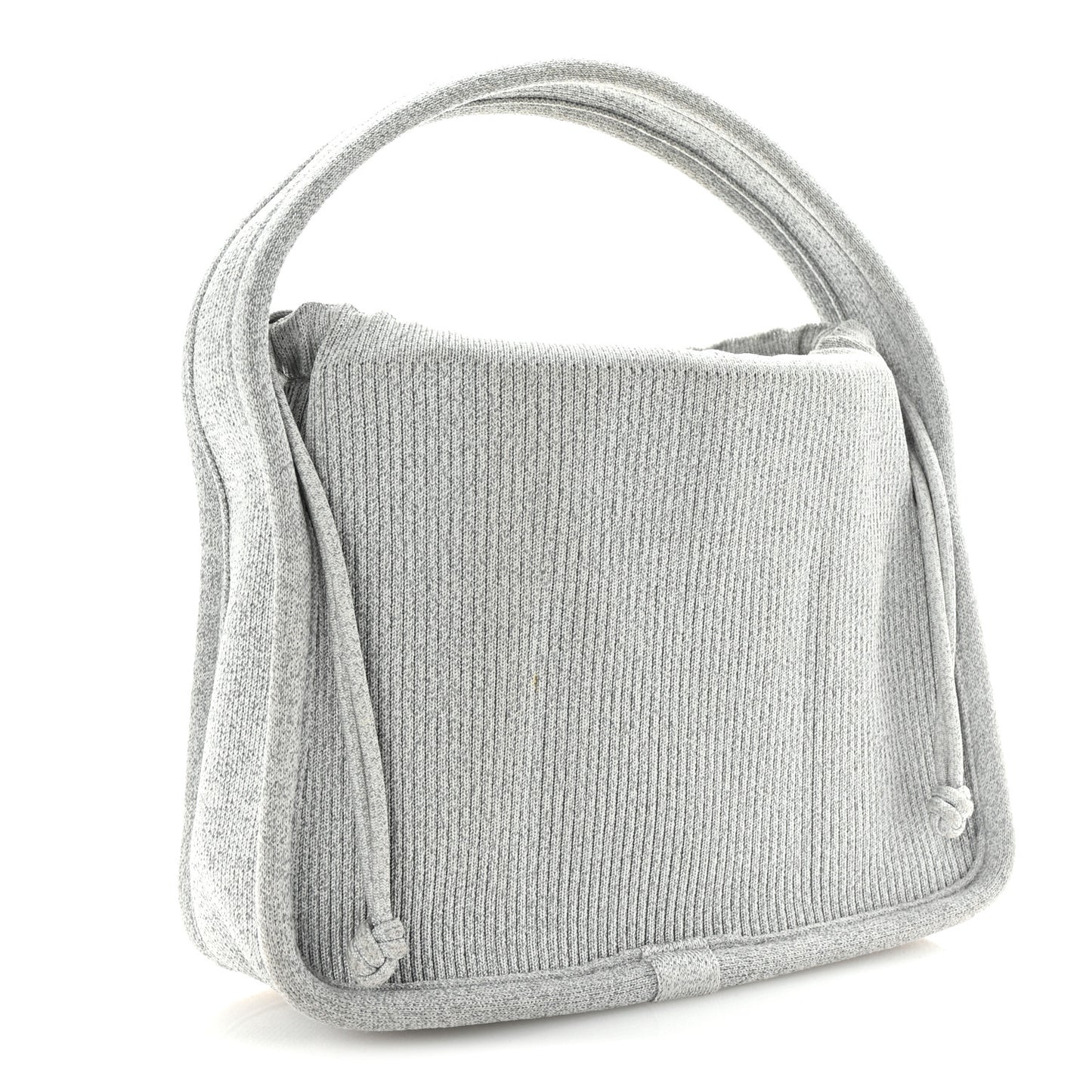 Metallic Ribbed Knit Small Ryan Bag Silver