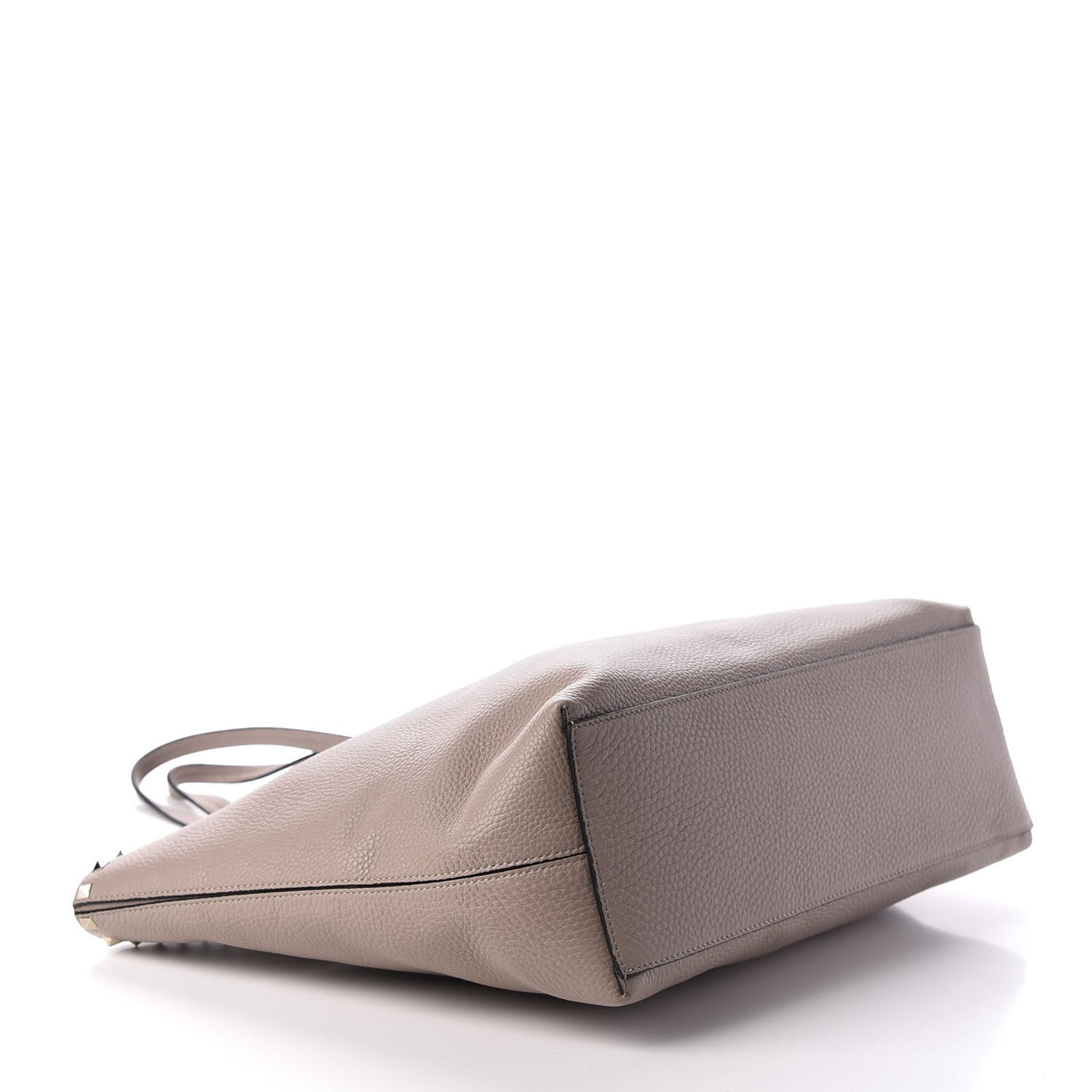 Grained Calfskin Rockstud Shoulder Tote Poudre