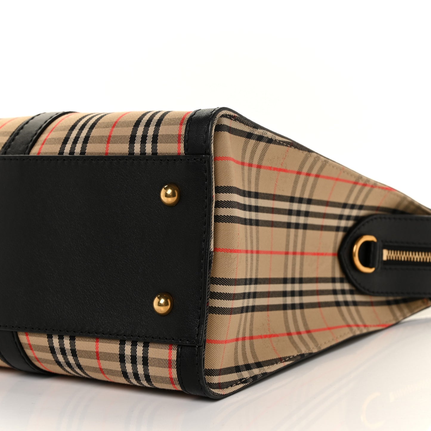 Calfskin 1983 Knight Check Link Zip Tote Black