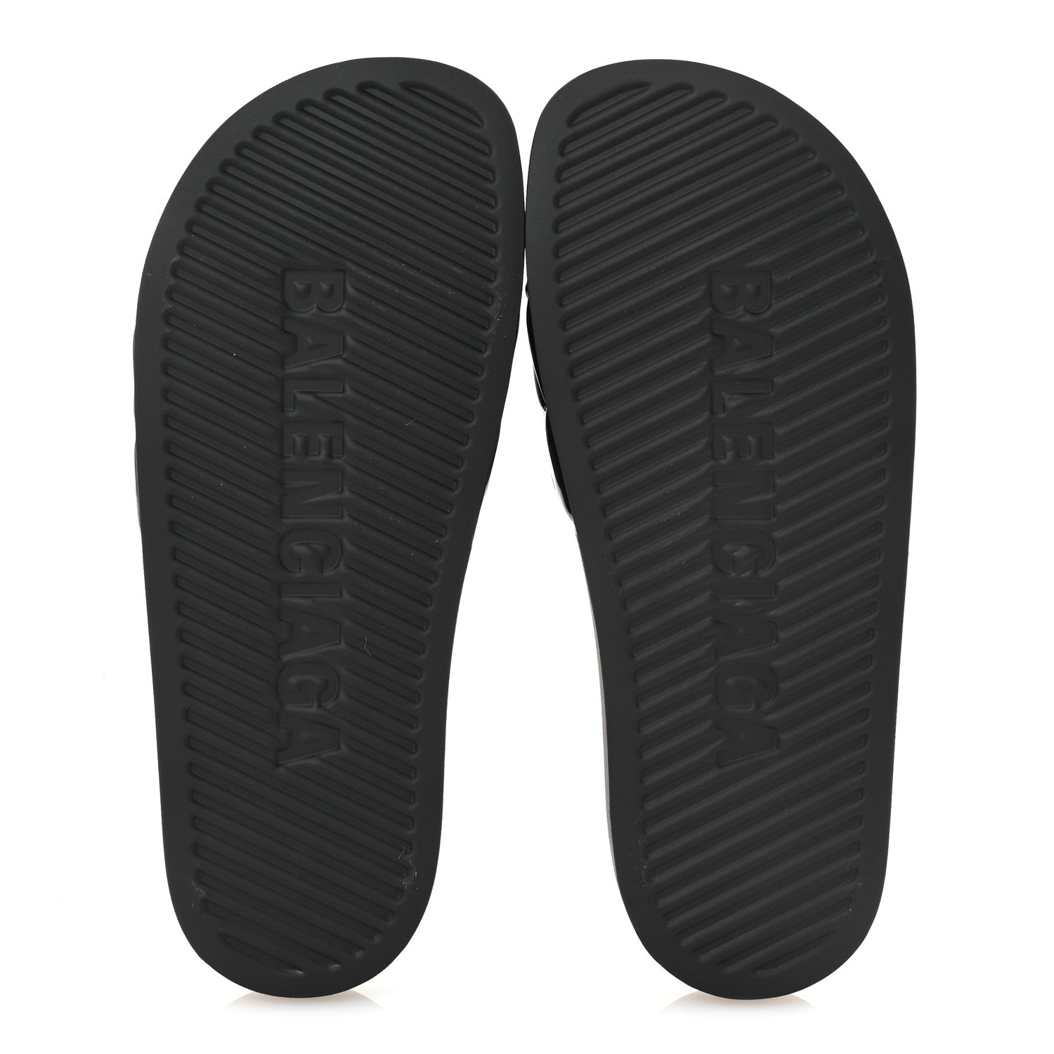 Balenciaga Patent Rubber Logo Womens Pool Slide Sandals 38 Black White 6 of 9