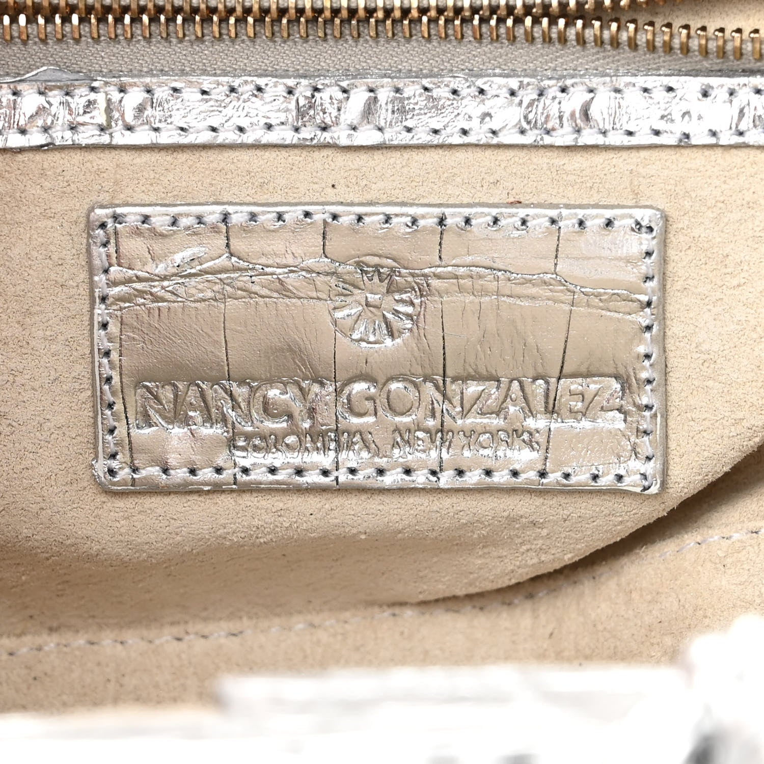 Nancy Gonzalez Metallic Crocodile Chain Clutch Silver 6 of 11